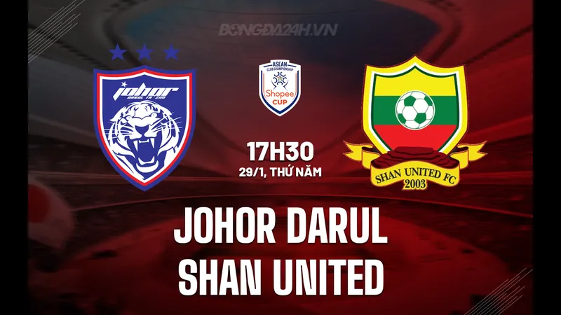 Cầu thủ Johor DT và Shan Utd tranh chấp bóng trên sân Cầu thủ Johor DT và Shan Utd tranh chấp bóng trên sân